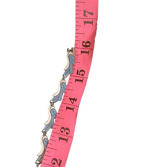 Vintage Margot De Taxco Silver Blue and White Enamel Necklace and Earring set - Picture 13 of 13